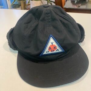 YAKODA FLY SUPPLY WINTER HAT WITH EAR FLAPS AND FLAT BILL BLACK Sz OS GUC
